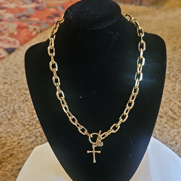 Victoria Emerson Jewelry - Elegant Gold Tone By Victoria Emerson Chain Necklace with Cross Pendant